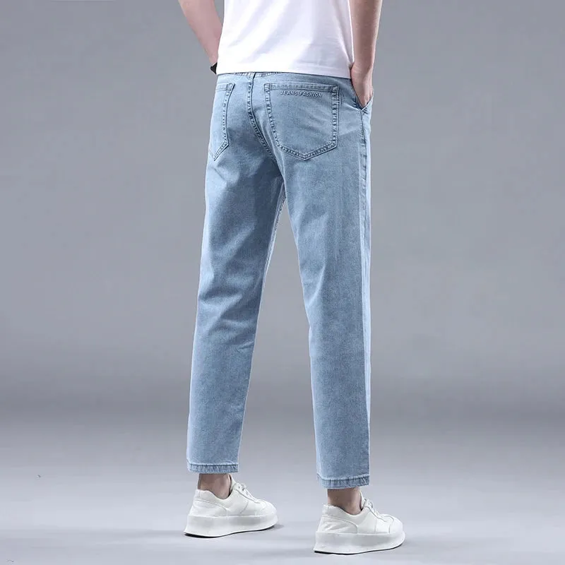 Summer 95% Cotton Straight Thin Jeans