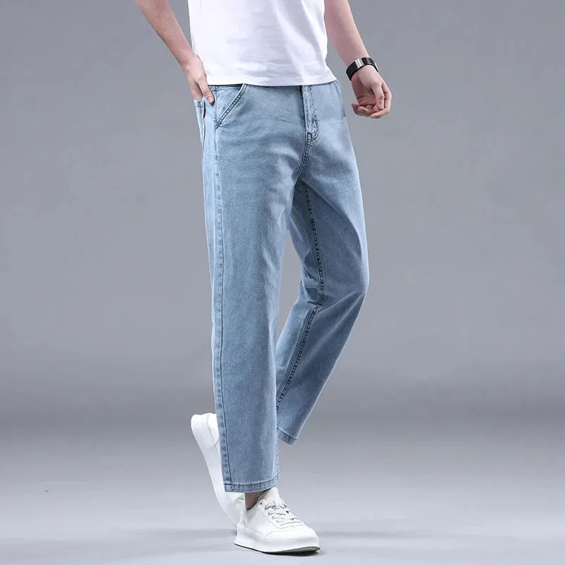 Summer 95% Cotton Straight Thin Jeans