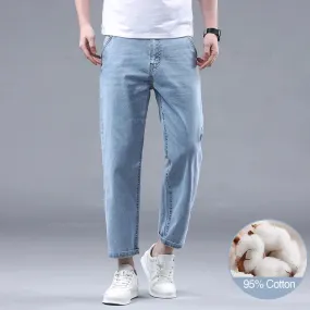 Summer 95% Cotton Straight Thin Jeans