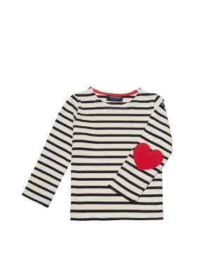 Kids Vaujany Striped Sailor Shirt in Thick Cotton Jersey - Ecru/Marine