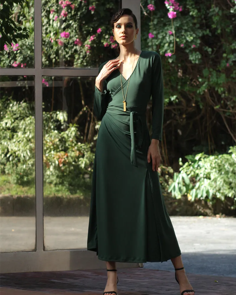 Xavierra Long Sleeves Wrap Maxi