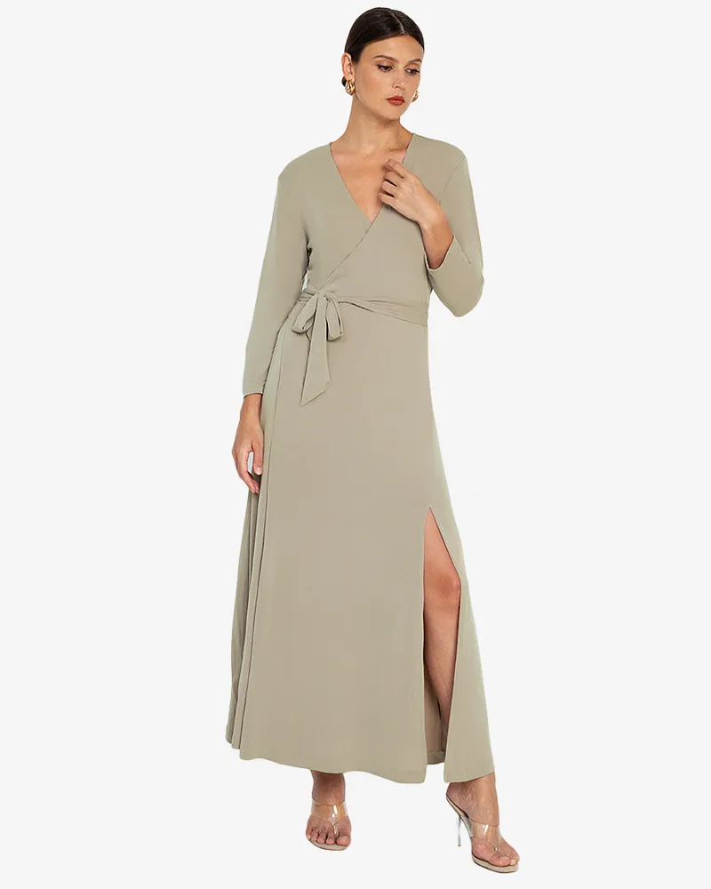Xavierra Long Sleeves Wrap Maxi