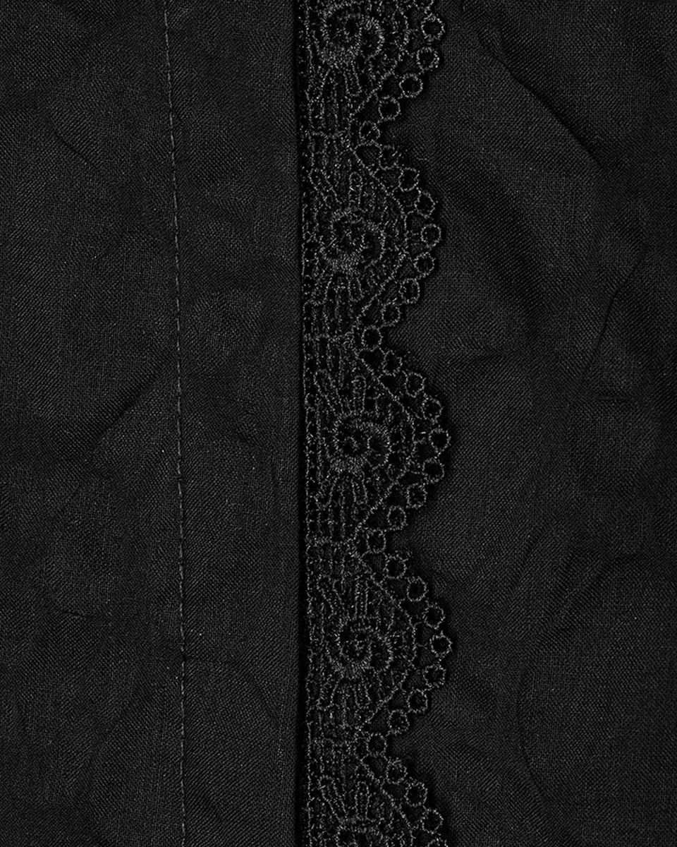 Y1463-BKM Mens Gothic Vampire Pleated Chiffon Lacing Dress Shirt