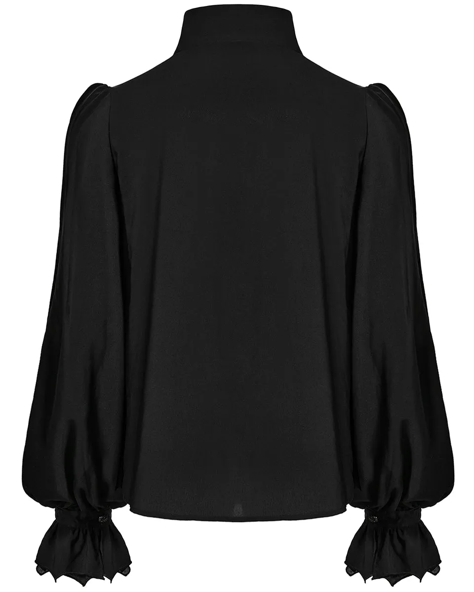 Y1486-BKM Mens Gothic Regency Chiffon Ruffle Dress Shirt