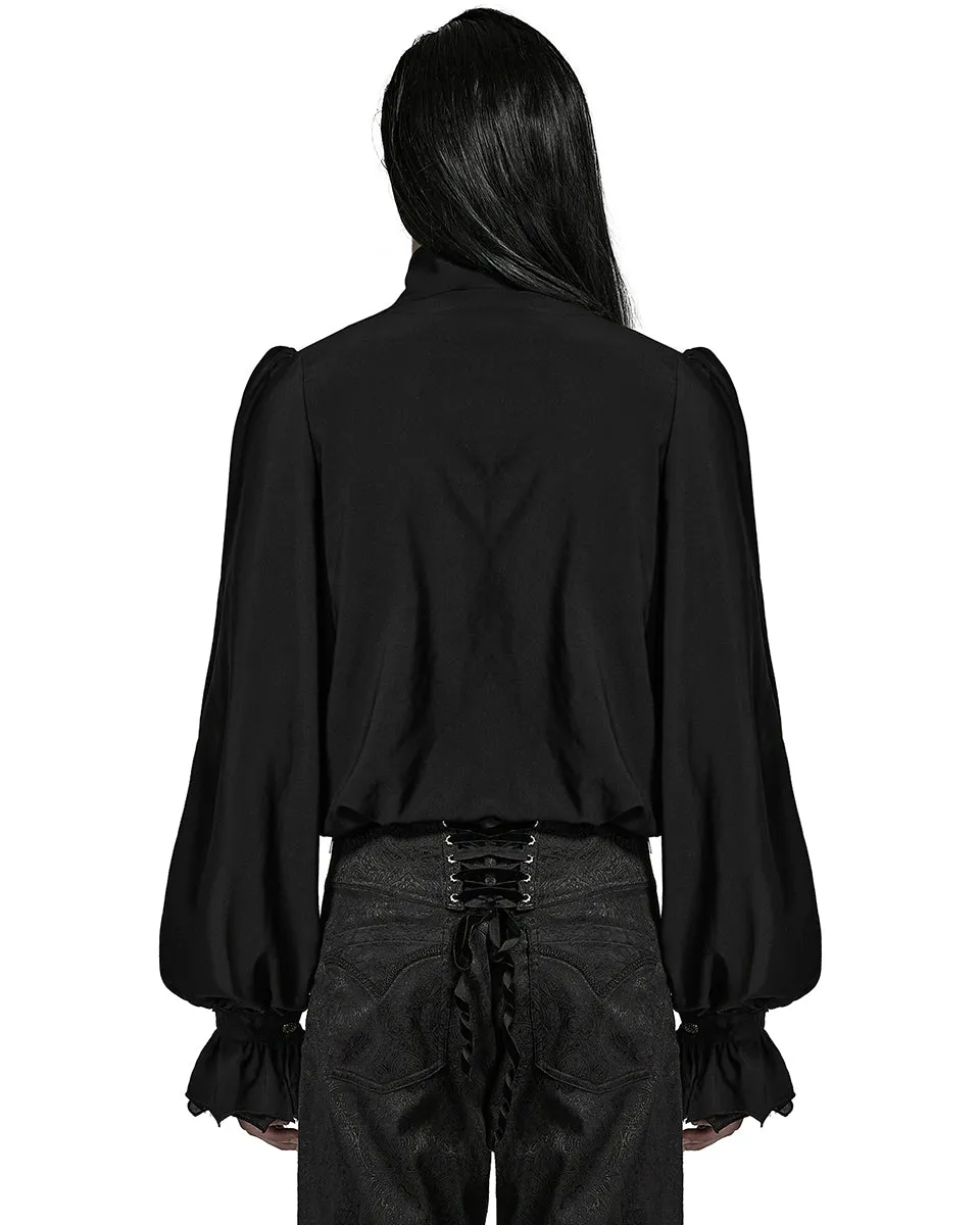 Y1486-BKM Mens Gothic Regency Chiffon Ruffle Dress Shirt